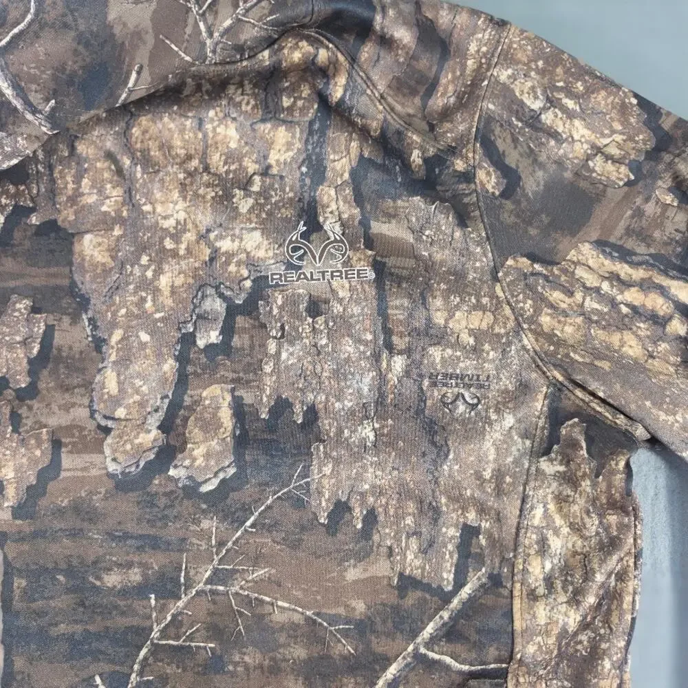 Realtree Timber Camo Fleece Hoodie Mens M Built In Face Mask Gaiter Pullover